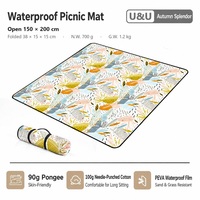 Tapis de pique-nique en polyester imperméable et résistant à l'humidité, épaissi par ultrasons, lavable en machine, pour le camping en plein air, la plage, en tissu Peva