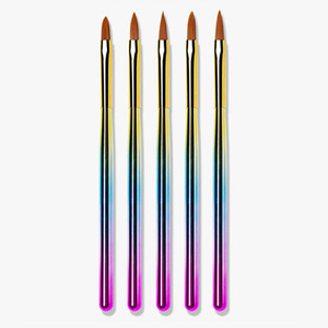 Lot de 3 pinceaux à ongles miniatures à manche gradué pour acrylique, airbrush, nail art, poils en nylon, peinture de détails, kit de manucure professionnel - Product Image 1