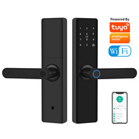 Serrure Connectée Digitale Intelligente Tuya Wifi à Poignée Électronique Prix Usine, Empreinte Digitale, RFID et Mot de Passe pour Appartement