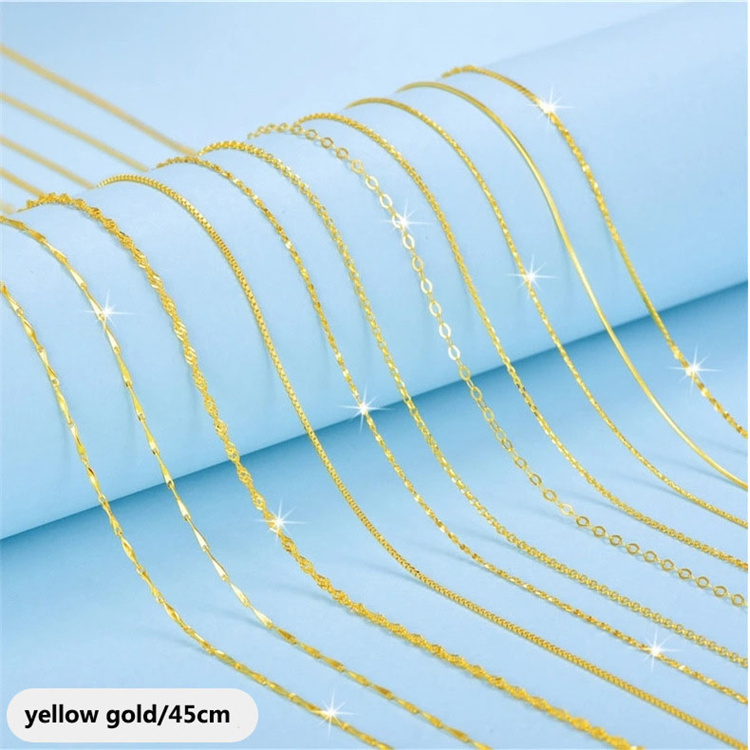 Top Sale Wholesale 925 sterling silver 18K Gold Plated Women Thin Flat Cable box Chain Necklace Jewelry for Pendants