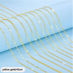 Collar <span class=keywords><strong>de</strong></span> Joyería al <span class=keywords><strong>Por</strong></span> <span class=keywords><strong>Mayor</strong></span> Más Vendido <span class=keywords><strong>de</strong></span> <span class=keywords><strong>Plata</strong></span> <span class=keywords><strong>de</strong></span> Ley <span class=keywords><strong>925</strong></span> Chapado en Oro <span class=keywords><strong>de</strong></span> 18K con Cadena Fina Tipo Caja Plana para Mujer para Dijes - Product Image 1