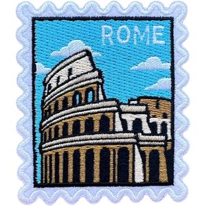 Patch brodé Colisée de Rome 3 pouces, thermocollant ou à coudre, applique de voyage en tissu feutre non tissé - Product Image 1
