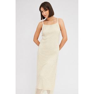 Robe décontractée pour femme en coton, sans manches, col châle, style tricoté au crochet, couleur personnalisée, qualité OEM supérieure - Product Image 3