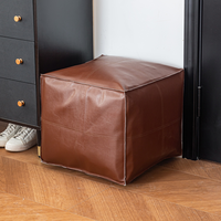 Pouf en cuir artificiel PU de style contemporain pouf pouf carré repose-pieds rangement pliable extensible pour la chambre à coucher