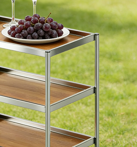 サテン仕上げステンレス製ケータリングカート シャンパントロリー 移動式シェルディスプレイコンソール 高級家具 スタイリッシュ 2026年新作 - Product Image 5