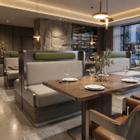 Banquette de restaurant à double dossier au design moderne, banquette rembourrée sur mesure pour café, hôtel, commerce
