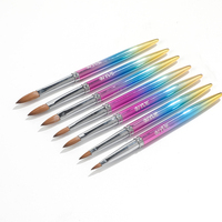Pinceau à ongles en poils de Kolinsky pur à 100 %, nouveau design, avec logo personnalisé, outils de luxe pour nail art, manche en sable du Jiangxi, virole sertie, pour acrylique