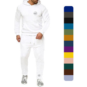 Haute Qualité 310Gsm Polaire Satin Fit Sweat À Capuche Joggers Costumes Ensemble Blanc Épais Élastique Côtelé Personnalisé Bouffée Impression En Gros Hiver - Product Image 1