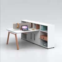 Station de travail exécutive moderne pour 2 personnes, ventilateur de refroidissement E1, support CPU, verrouillage par mot de passe, bord en PVC biseauté, pied en acier de 1,5 mm réglable