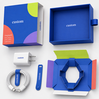 Boîte d'emballage personnalisée avec logo imprimé en couleur pour kit de charge, boîte à tiroir, boîte de protection pour chargeur mural, câble USB-C, accessoire pour smartphone