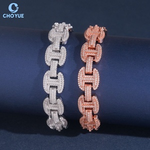 Cadena de eslabones cubanos con diseño en H, chapada en rodio, de plata maciza 925, con moissanita de 12 mm, estilo Iced Out, joyería hip-hop. - Product Image 2
