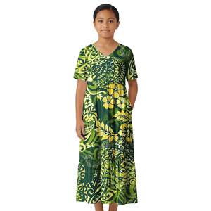 Ropa de Asia y las Islas del Pacífico, <span class=keywords><strong>Vestidos</strong></span> de <span class=keywords><strong>Fiesta</strong></span> Personalizados Estilo <span class=keywords><strong>Aloha</strong></span> para Adolescentes, Elegantes Faldas Maxi Samoanas, Vestido Tribal Polinesio para Niña - Product Image 2