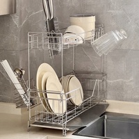 Égouttoir à vaisselle télescopique rétractable en acier inoxydable 304 de style japonais pour évier, type autoportant à bord étroit pour le rangement des bols et assiettes