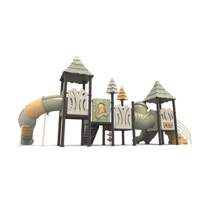 Parco Giochi per Bambini a Tema Foresta con Doppio Scivolo Dritto e Set Combinato di Scivoli a Tubo Trasparente - Product Image 2