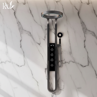 Mitigeur de douche mural multifonction en laiton avec affichage numérique intelligent de la température, eau chaude et froide, et fonction pluie