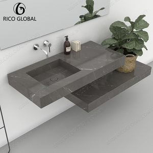 อ่างล้างมือติดผนังหินธรรมชาติทนทานแบบประกบกันน้ำหรูหรา - Product Image 3
