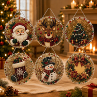 Kit de décorations de Noël à peindre avec des diamants, pendentif DIY 5D en strass et perles pour la décoration de l'arbre de Noël, coffret cadeau
