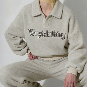 Ensemble de survêtement oversize pour femme, coupe ample personnalisée, en molleton doux, deux pièces, pour tenue décontractée quotidienne, vente en gros - Product Image 1