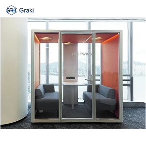 Graki SL Modell Moderne Aluminium-Legierung Modulare Besprechungskabine Sofa-Bett Stauraum 2-Personen-Konferenzraum Lärmreduzierung Exzellent - Product Image 6