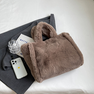 Women's Fluffy Teddy Shoulder <strong>Bags</strong> Wholesale Winter Plush Tote <strong>Bags</strong> Faux Fur Ladies Handbags - Product Image 3