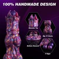 Dildo Alien Monstre Fantastique avec Ovipositeur et 3 Boules, Dildo Alien Réaliste en Silicone avec 3 Œufs pour Femmes et Hommes, Jouet Sexuel Adulte