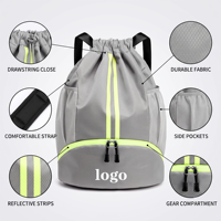 Sac à dos personnalisé avec cordon de serrage, sacs de sport et de gym imprimés, grande taille pour enfants, avec fermeture éclair, poches en filet pour bouteille d'eau, sacs de natation