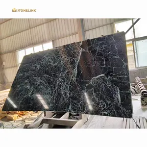 Stonelink Same 1 From 2024 Milan Design Week Customized Size Polished Dark Forest Green Marble Slabs For Floor Decoration Uses