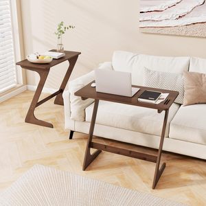<span class=keywords><strong>Giantex</strong></span> Ensemble de 2 tables TV en bambou en forme de Z, meubles modernes pour salon, pour petits espaces, table basse de chambre - Product Image 2