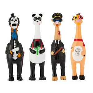 2021有趣的设计塑料狗吱吱鸡玩具乙烯基熊猫警察鸡万圣节狗玩具