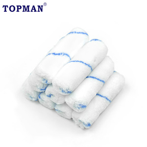 Topman 4 Inch Chất Lượng Cao Microfibre Sơn Con Lăn Tốt Nhất Lint-Miễn Phí Chất Liệu Với Màu Trắng Với Màu Xanh Sọc - Product Image 2