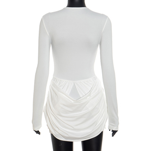 Viviblook C25DS263 Sexy Streetwear Outfits Otoño Invierno plisado hueco Mini vestidos ajustados para mujeres - Product Image 3