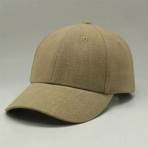 Casquette de baseball structurée en lin à 6 panneaux avec logo personnalisé, respirante en chanvre, fermeture arrière réglable avec sangle métallique, casquettes de baseball de créateur - Product Image 1