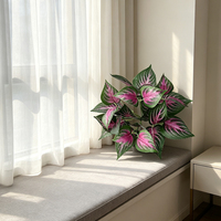 Bouquet de feuilles de coleus artificielles en plastique, variété rose veinée, fausse verdure durable, haute simulation, pour arrangements floraux de mariage