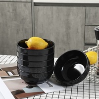 Bol à soupe en mélamine en plastique incassable pour cantine de couleur noire de qualité alimentaire, bol à salade, bol à fruits