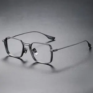 Kacamata bingkai logam asetat komputer antik mode baru kualitas tinggi kacamata Pria Titanium cahaya biru kacamata wanita resep