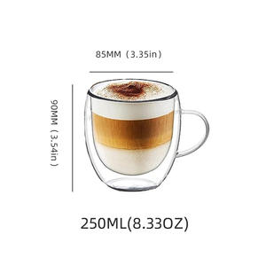 Tasses à café en verre borosilicate à <span class=keywords><strong>double</strong></span> <span class=keywords><strong>paroi</strong></span> isolées, forme d'œuf, 250 ml, pour latte, cappuccino, expresso, compatibles lave-vaisselle - Product Image 2