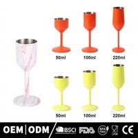 Flûte à vin en acier inoxydable 304 de 50 ml, incassable, avec logo personnalisé, OEM/ODM, écologique, pour fêtes, conforme FDA