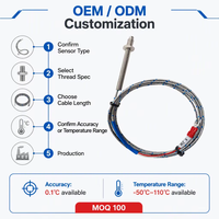 Sonde de température OEM/ODM K/E/PT100 avec vis M6/M8 et thermocouple à ressort, filetage métrique et impérial en option