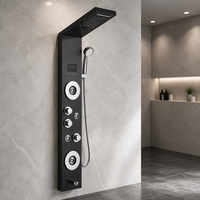 Robinet de douche thermostatique mural en acier inoxydable moderne DMAN EC-1043 avec affichage LED et poignée unique, pommeau de douche rectangulaire