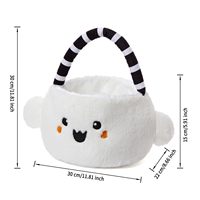 Panier à friandises en peluche d'Halloween de haute qualité, sac de bonbons pour la fête d'Halloween, panier fantôme blanc mignon, vente en gros d'usine