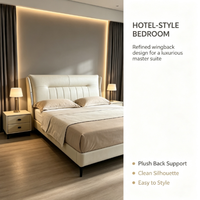 Lit rembourré crème moderne, taille King ou Queen, lit plateforme moelleux avec tête de lit rembourrée pour la maison, l'hôtel ou la chambre à coucher