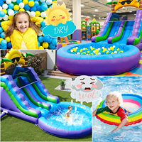Toboggan aquatique gonflable commercial en PVC à double voie pour extérieur, jardin, adultes et enfants, avec piscine et structure d'escalade, souffleur inclus