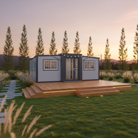 Maison conteneur préfabriquée personnalisable de 40/20 pieds, extensible, avec salon, chambre et salle de bain, maison modulaire mobile pour jardin