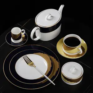 gold porcelain dinnerware plates set china manufacture porcelain dessert plates