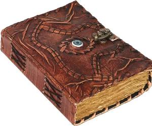 Triple Eye Blank Spell Witch Book of Shadows Diario de Grimorio cubierto de cuero en A5 A3 A6 A4 Tamaños Regalos cubiertos de papel Him Her - Product Image 1