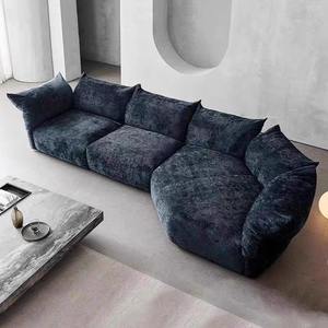 Sofá esquinero minimalista italiano de chenilla en forma de L, diseño semicircular para sala de estar, apartamento pequeño, muebles curvos modernos - Product Image 2