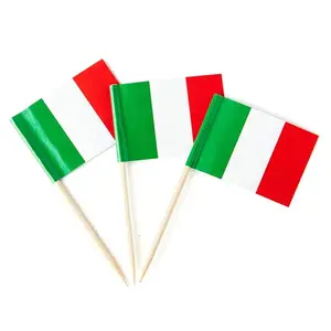 Cheap Wholesale 2.5*3.5CM Small Stick Cupcake Toppers Italian Flags Italy Toothpick Flag For Party