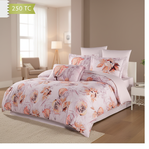 Varol 250 TC Bamboo Blend Cotton Satin Duvet Cover <b>Set</b> Floral Pattern Family Size for Home Use-ROSSY - Product Image 3