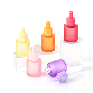 Flacon compte-gouttes en verre givré coloré de 20 ml avec bouchon en plastique, couleurs macaron, pour cosmétiques - Product Image 5
