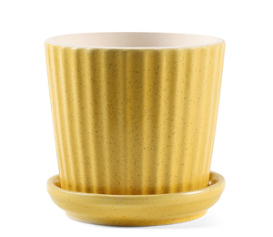 Pots à fleurs en porcelaine émaillée nordique, directement de l'usine, avec trou de drainage et soucoupe intégrée, 4 pouces, design rayé, pour maison et <span class=keywords><strong>jardin</strong></span> contemporains - Product Image 4